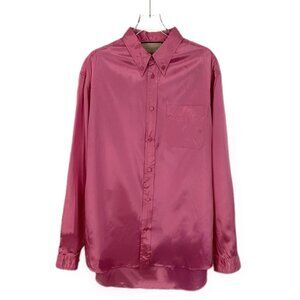 Gucci Pink Silk Long-Sleeve Button-Up Shirt With Chest Pocket & Collar